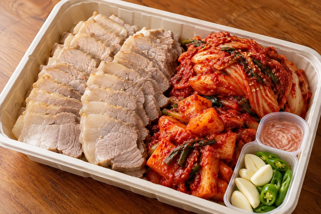 보쌈파는트럭삼촌의 담백한 보쌈고기와 보쌈김치·무김치 특징을 새롭게 구성한 재현 이미지