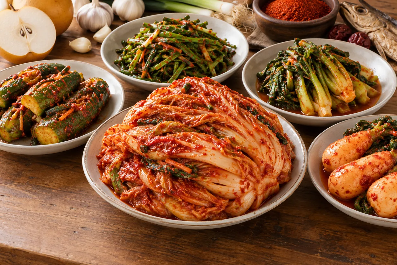 고향맛깔김치 나물 방송에 나온 겉절이·오이소박이·부추김치·열무김치·알타리김치 특징을 새롭게 구성한 재현 이미지